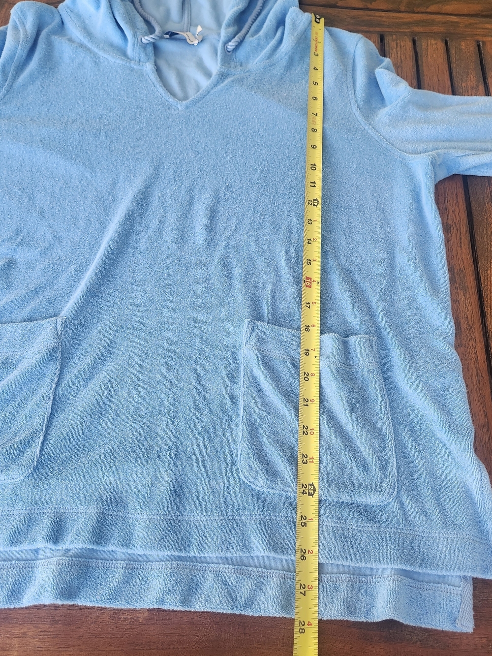 Women's Sky Blue Vineyard Vines Terry Towel Hoodie Tasseled Drawstrings Sz XL - Picture 10 of 12